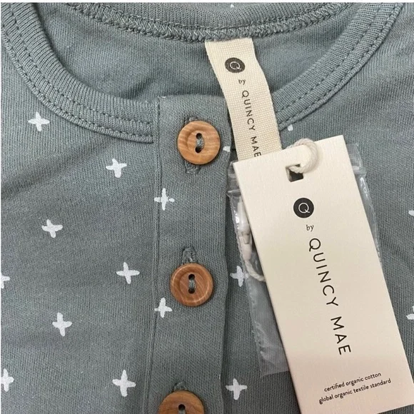 Last Call! Quincy Mae Organic Cotton Romper, Rylee+Cru, gender neutral, Sea sage - Picture 2 of 9